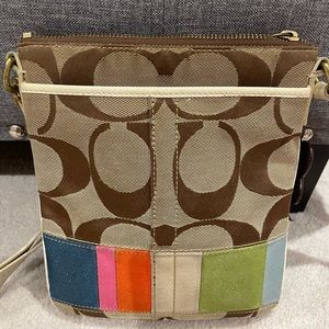 Vintage Colour Block Coach Crossbody Purse Bag